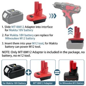 BTRUI for Milwaukee M12 Battery Adapter, Convert for Makita 18V Battery to for Milwaukee M12 12V Battery Tools