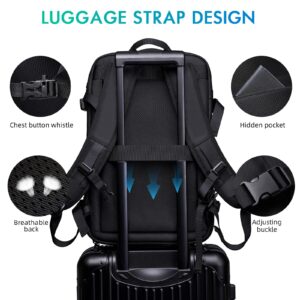 TANGCORLE Carry on Backpack for Women Men 40L Flight Approved Travel Backpack Fit 17 Inch Laptop with USB Charging Expandable Business Weekender