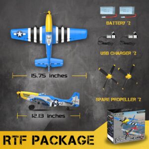 CKYSCHN RC Plane 4 Channel, VOLANTEXRC P51 Mustang V2 RC Airplanes for Beginners, Remote Control Airplanes Adults with Xpilot Stabilization, Aerobatic Ready to Fly