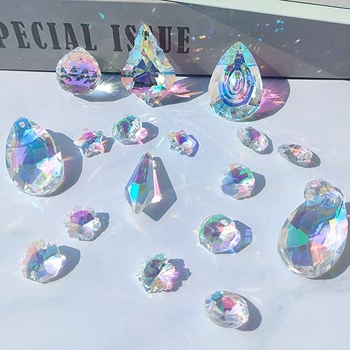 HYBEADS 200 pcs DIY Sun Catchers Making Kits Craft for Adults Crystal Suncatchers Supplies Stained Glass Window Hanging Prism Indoor Outdoor Garden Xmas Decor with Rainbow Maker Pendants Chains