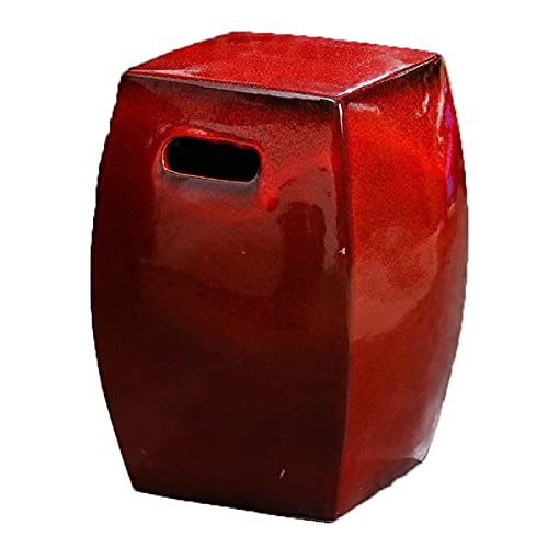 FAIRAH New Chinese-Style Square Ceramic Stool, Drum Stool, Shoe-Changing Stool, Retro Nostalgic Drum Stool for Study Guzheng. (Color : Red)