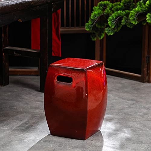 FAIRAH New Chinese-Style Square Ceramic Stool, Drum Stool, Shoe-Changing Stool, Retro Nostalgic Drum Stool for Study Guzheng. (Color : Red)