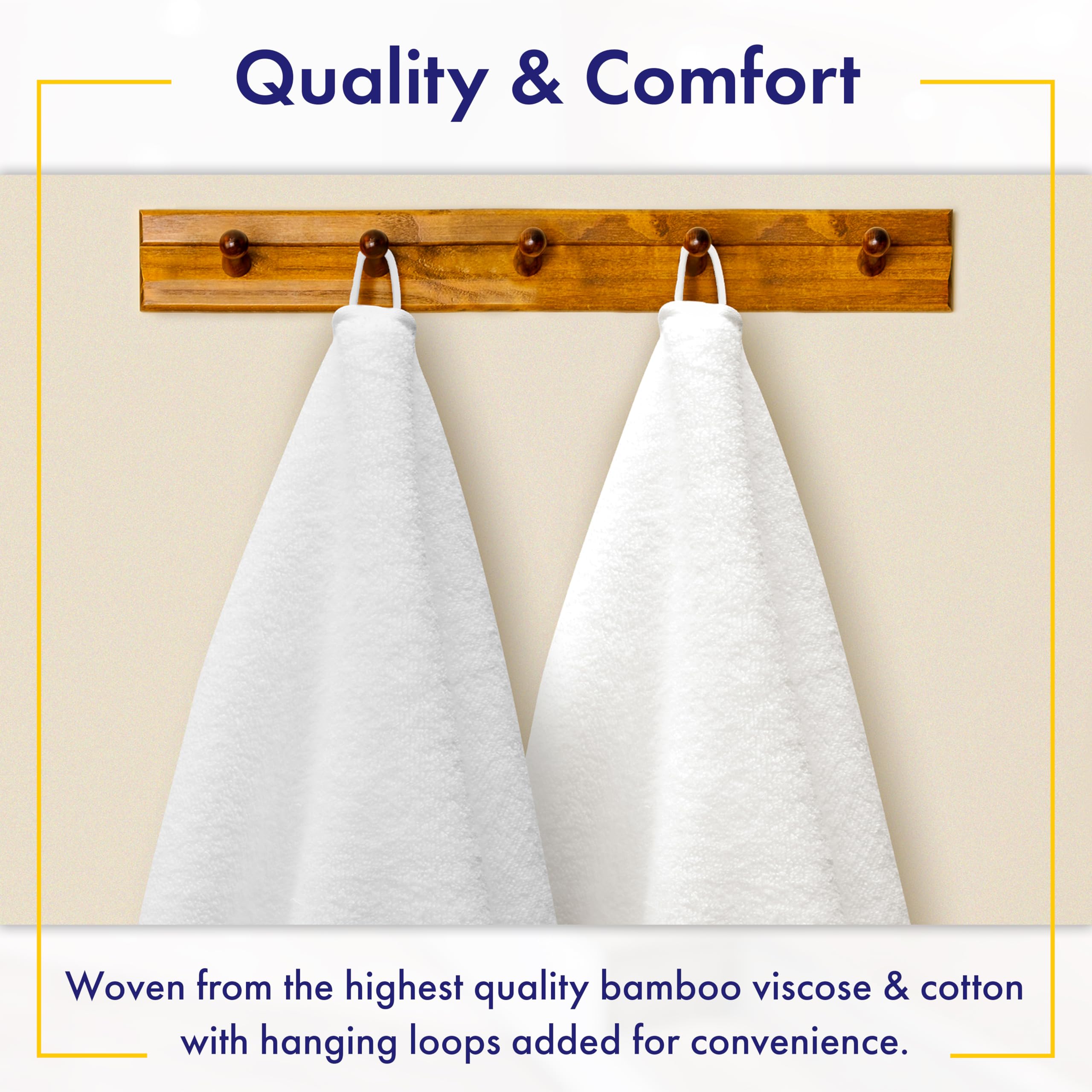 Alusa Home Bamboo Viscose Bath Towels - Ultra Soft & Plush 700 GSM Luxury Bath Towels - Super Absorbent & Quick Drying - 6 Piece Towel Set (White)