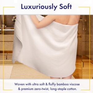 Alusa Home Bamboo Viscose Bath Towels - Ultra Soft & Plush 700 GSM Luxury Bath Towels - Super Absorbent & Quick Drying - 6 Piece Towel Set (White)