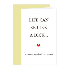 comting cheeky encouragement card, sarcastic thinking of you card, funny sympathy card for friend, life suck, divorce, sad, have a hard time