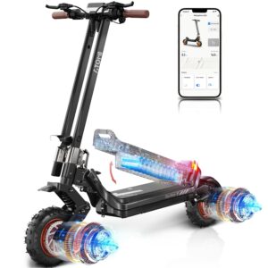 atomi electric scooter turbo-1 with smart app- 2400w dual motor up to 31 mph & 50km, 20ah removable battery, long range 34 miles & 55km, 11" knotty all terrain tires off road e-scooter for adults