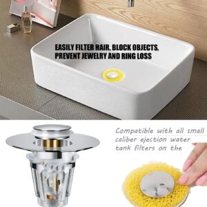 YUEYAW 24pcs Small Caliper pop up Sink Drainage Spring Filters Disposable Shower Drain Hair Catcher Mesh Drain Plug Filter is Suitable for bathrooms, bathtubs (32 Small Diameter Filter Screen)