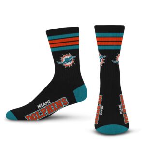 fbf - nfl black deuce team logo youth size kids crew socks approx. 4-8 years old (miami dolphins)