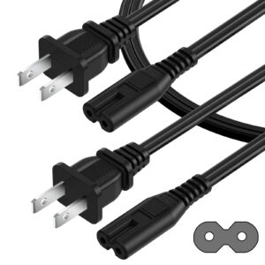 ac power cord 10ft(2 pack), 2 prong tv power cord, power supply cable replacement for xbox one s, xbox one x, xbox series x, ps3, ps4, ps5, compatible for printer, monitor, sound bar, game console