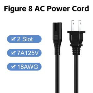 AC Power Cord 10FT(2 Pack), 2 Prong TV Power Cord, Power Supply Cable Replacement for Xbox One S, Xbox One X, Xbox Series X, PS3, PS4, PS5, Compatible for Printer, Monitor, Sound Bar, Game Console