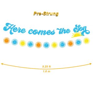 Here Somes the Son Baby Shower Decorations Boho Retro Sun Balloon Garland Arch Kit Here Comes the Son Cake Topper Sun Garland Banner for First Trip around the Sun Decorations