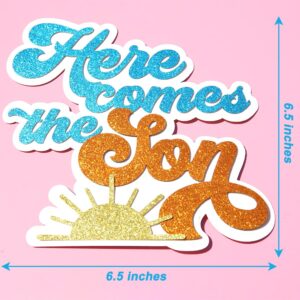 Here Somes the Son Baby Shower Decorations Boho Retro Sun Balloon Garland Arch Kit Here Comes the Son Cake Topper Sun Garland Banner for First Trip around the Sun Decorations