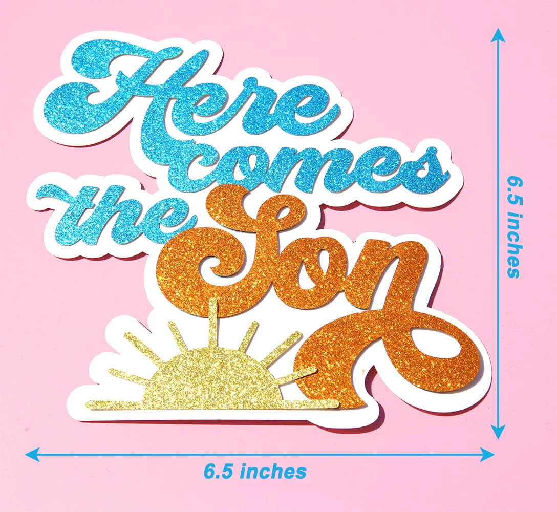 Here Somes the Son Baby Shower Decorations Boho Retro Sun Balloon Garland Arch Kit Here Comes the Son Cake Topper Sun Garland Banner for First Trip around the Sun Decorations