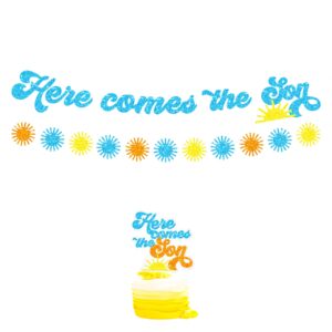 Here Somes the Son Baby Shower Decorations Boho Retro Sun Balloon Garland Arch Kit Here Comes the Son Cake Topper Sun Garland Banner for First Trip around the Sun Decorations