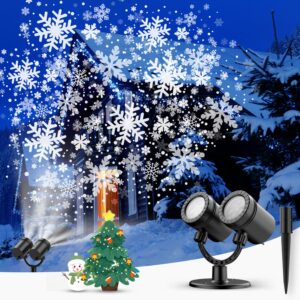 Christmas Projector Lights Outdoor,Led indoor Snowflake Projector Lights Double Head 2024 Newest Waterproof Christmas Decorations Lights for Xmas Yard Garden Holiday Party Home Decor Landscape Patio