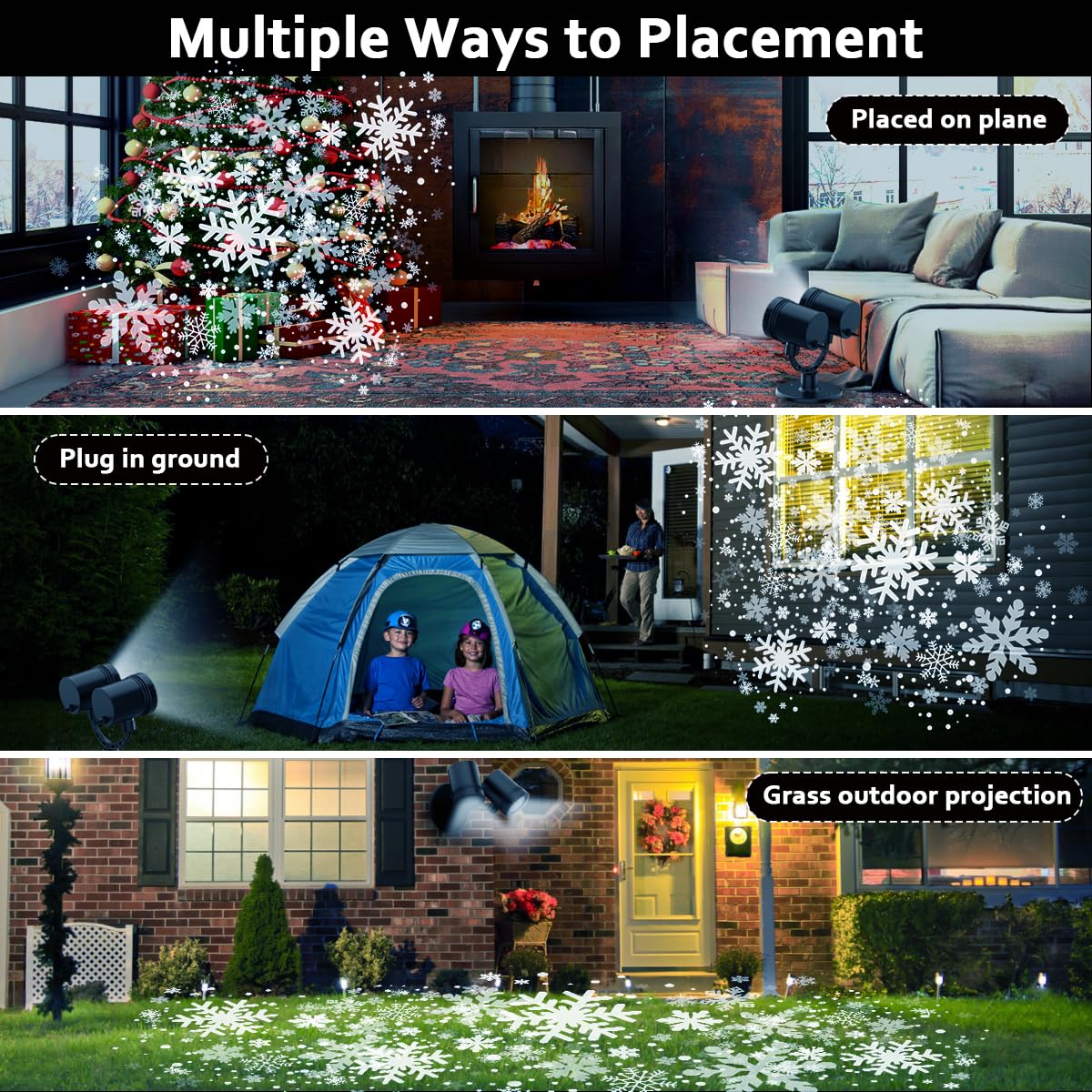 Christmas Projector Lights Outdoor,Led indoor Snowflake Projector Lights Double Head 2024 Newest Waterproof Christmas Decorations Lights for Xmas Yard Garden Holiday Party Home Decor Landscape Patio