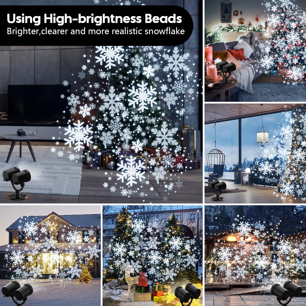 Christmas Projector Lights Outdoor,Led indoor Snowflake Projector Lights Double Head 2024 Newest Waterproof Christmas Decorations Lights for Xmas Yard Garden Holiday Party Home Decor Landscape Patio