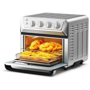 GOFLAME Convection Toaster Oven Air Fryer 7-in-1, 21.5 QT Airfryer Toaster Oven Combo Recipe, 4 Accessories Pull-out Crumb Tray, Air Fry Basket & Baking Tray Rack