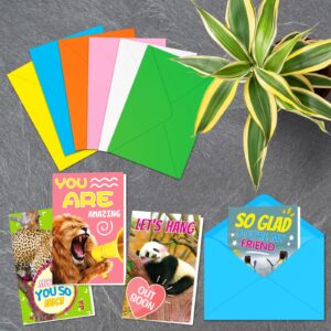 Funny Animal Greeting Cards with Envelopes Stickers 24 Pack Thinking of You Miss You Hello Note Cards for for Kids Students Friends Teacher Family Birthday, Holiday Gifts Present 4x6 In