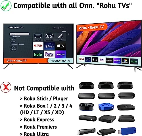 OEM Replacement Remote Control fits for All Onn. Roku TV Smart 4K Ultra HDTV with 4 Shortcut APP Keys - Netflix, Disney Plus, Apple TV+, and HBO Max Buttons