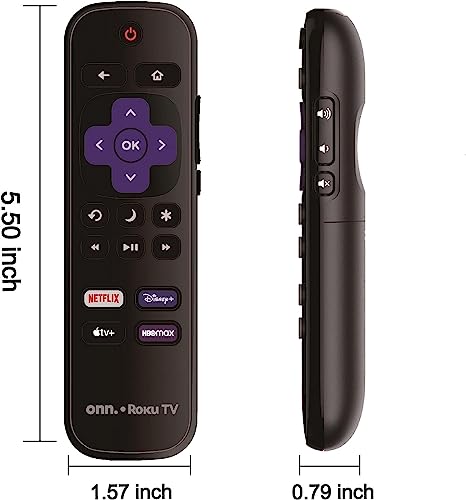 OEM Replacement Remote Control fits for All Onn. Roku TV Smart 4K Ultra HDTV with 4 Shortcut APP Keys - Netflix, Disney Plus, Apple TV+, and HBO Max Buttons