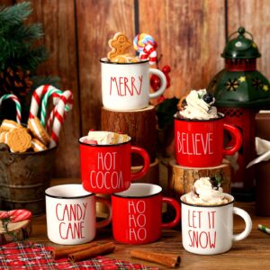 Suttmin 6 Pcs 4th of July Mini Coffee Mugs Patriotic Independence Day Tiered Tray Decor Farmhouse Mini Coffee Cups with Ribbons Centerpieces for Housewarming Gifts (Retro Star)(Candy)