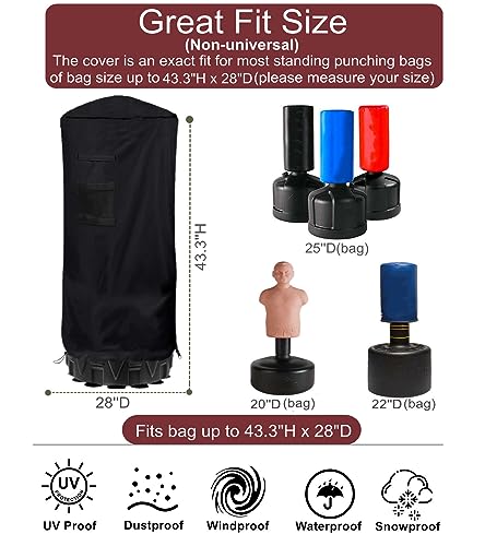 Free Standing Punching Bag Cover Outdoor Waterproof, GS Alderaul Large Standing Boxing Bag Cover Outdoor Waterproof, Standing Heavy Bag Cover for Punching Bag, Kickboxing Bag, and more