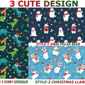 U'COVER Christmas Wrapping Paper for Kids Boys Girls 6 Large Sheet Gift Wrapping Paper for Women Men Christmas Dinosaur,Bear,Llama Sloth Xmas Holiday New Year Wrap Paper Folded Flat 27 * 37inch