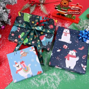 U'COVER Christmas Wrapping Paper for Kids Boys Girls 6 Large Sheet Gift Wrapping Paper for Women Men Christmas Dinosaur,Bear,Llama Sloth Xmas Holiday New Year Wrap Paper Folded Flat 27 * 37inch