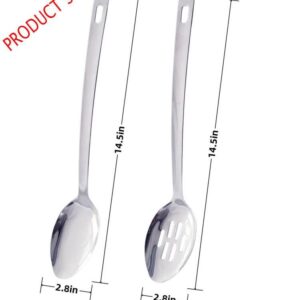 XIAOXGXF 14.5 INCHES Long Handle Stainless Steel Serving Spoon Slotted Spoons Cooking Spoon Kitchen Spoon(Set of 2)