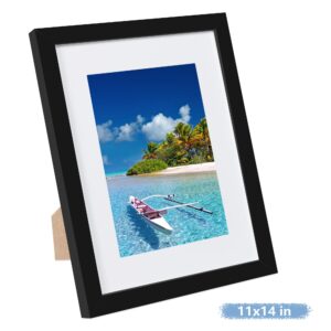 Picrit 11x14 Picture Frame Set of 7, Display 8 x 10 with Mat or 11 x 14 Without Mat, Photo Frames for Wall Mounting or Table Top Display, Black.