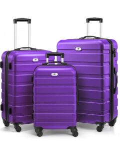 suitour luggage sets 3 piece, hardside lightweight suitcase sets with spinner wheels,tsa lock,20/24/28 inches travel luggage…