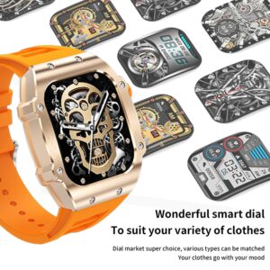 Smart Watch (Dial/Call) Outdoor Sports Watch for Men Waterproof Smartwatches 1.91 Super Large HD Touch Screen Heart Rate and Sleep Monitor Bluetooth Call for iOS Android Phone，55 Orange