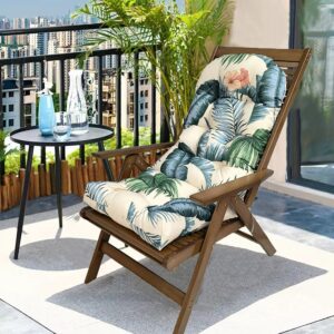 COGINQUS Indoor/Outdoor Rocking Chair Cushion Waterproof 43.3×19.7in-All Weather Patio&High Back Chair Cushions with Ties,Thicken Outdoor Garden Furniture Chair Pads Replacement (Hawaiian)