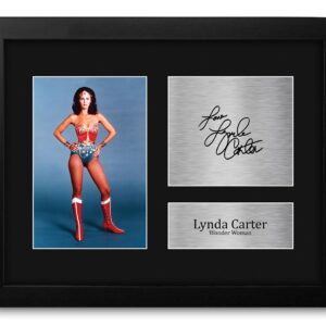 HWC Trading Lynda Carter Original Wonder Woman Framed Gifts Printed Signed Autograph Picture for TV Show Fans - US Letter Size