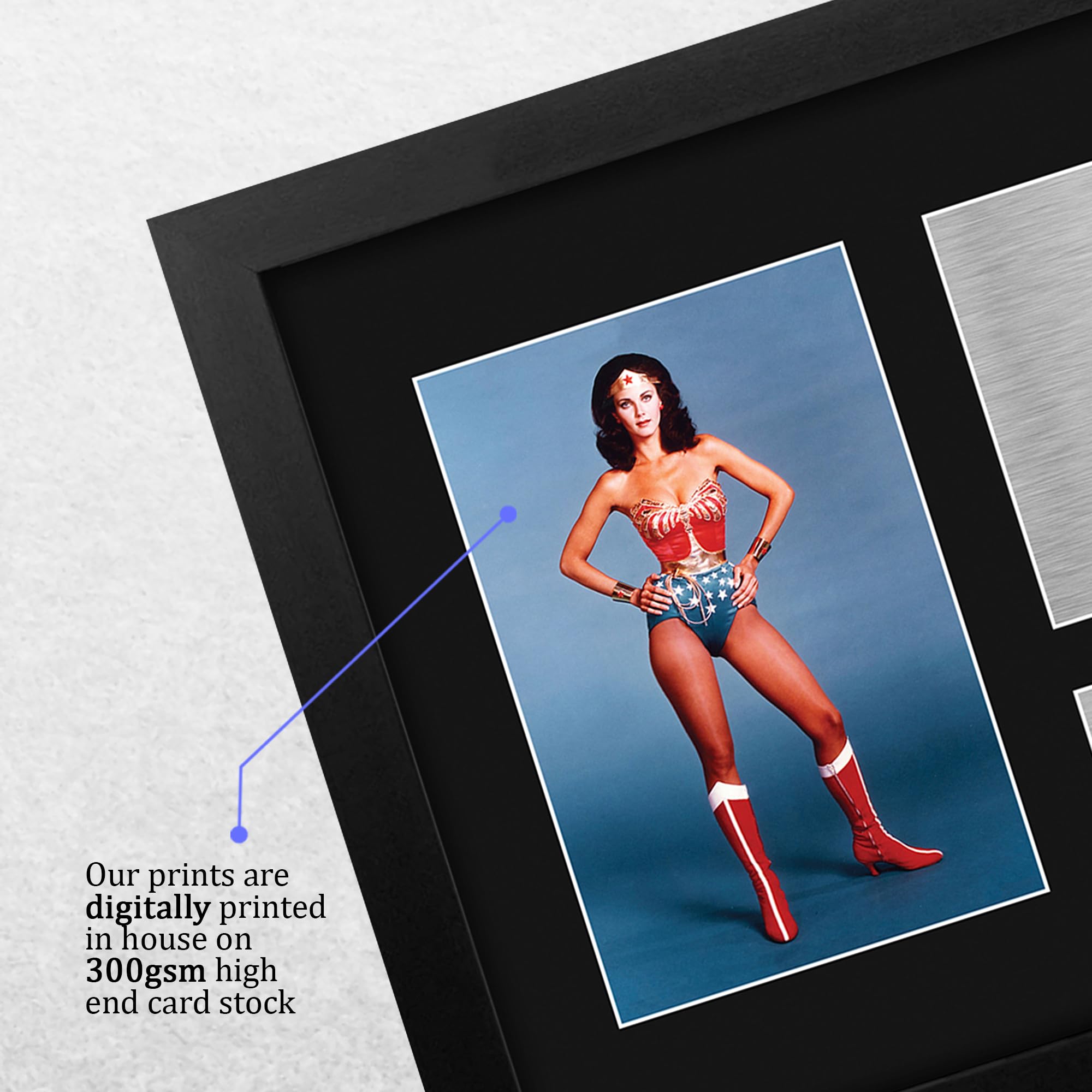 HWC Trading Lynda Carter Original Wonder Woman Framed Gifts Printed Signed Autograph Picture for TV Show Fans - US Letter Size