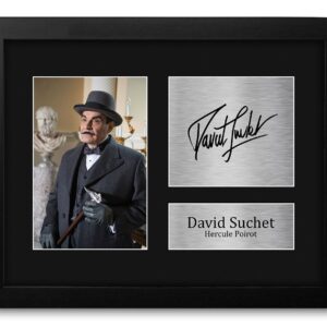 HWC Trading David Suchet Framed Gift Signed Printed Autograph Poirot Photo Display - US Letter Size