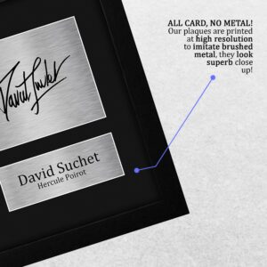 HWC Trading David Suchet Framed Gift Signed Printed Autograph Poirot Photo Display - US Letter Size