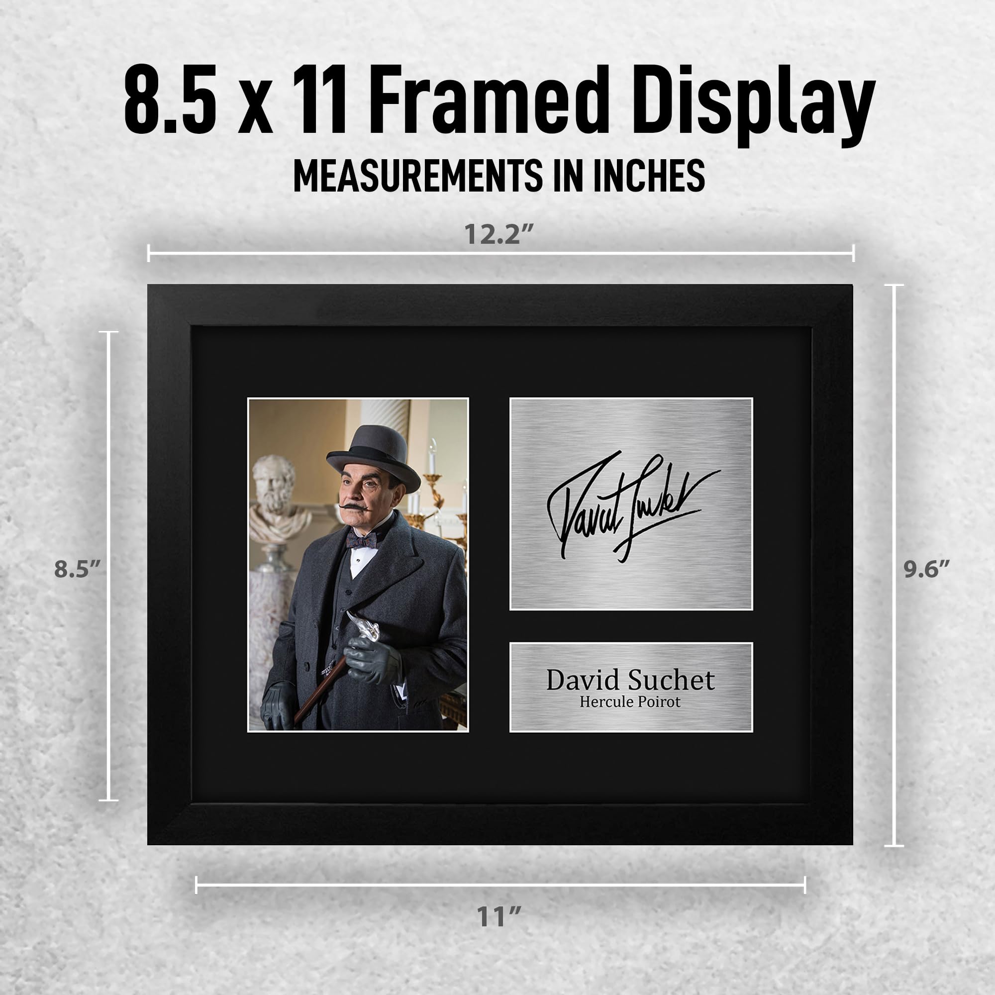 HWC Trading David Suchet Framed Gift Signed Printed Autograph Poirot Photo Display - US Letter Size