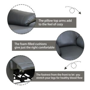 Leather Power Recliner Sofa Set with LED, Power Reclining Living Room Set, Leather Sofa Couch Set with USB Port/Cup Holder/Storage (Leather Sofa and Loveseat, Dark Grey)