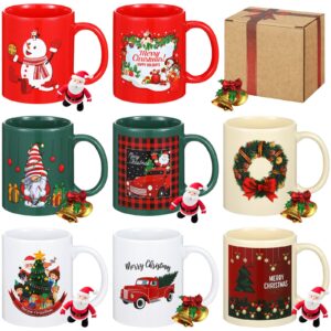 maxdot 8 pieces christmas mugs 12oz mug set christmas coffee mugs with handle christmas ceramic matching mugs for home school office table centerpieces housewarming holiday party gift