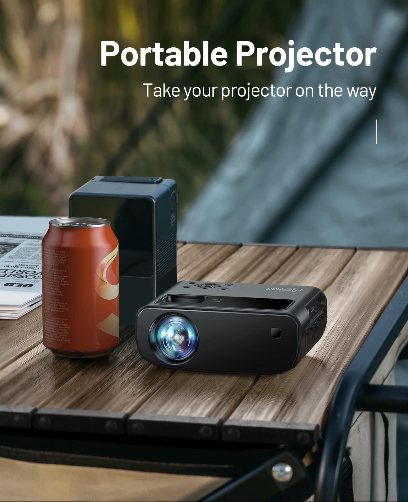 WiFi Projector for iPhone, ELEPHAS 2024 Upgraded Mini Projector with Tripod & Carry Bag, Full HD 1080P Supported, 200" Display Portable Projector, Compatible with iOS/Android/Windows/TV Stick/HDMI/USB