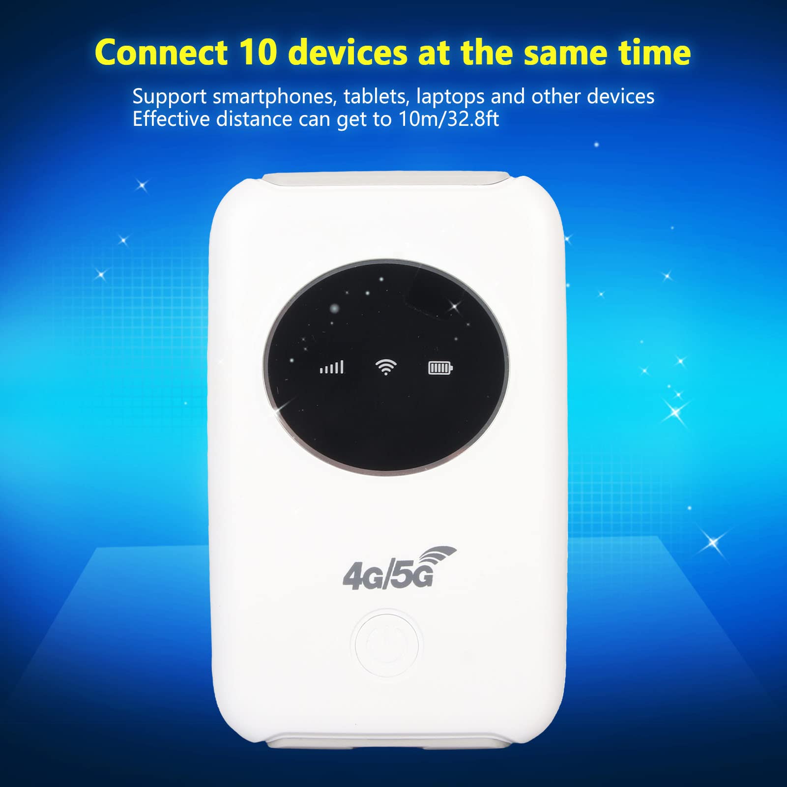 CCYLEZ Portable 4G LTE Mobile Hotspot, 5G USB Router 3200MAh Battery, SIM Slot, 300Mbps Unlocked, Connect Up to 10 Devices for Travel and Outdoor Activities