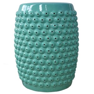 jcakes decorative ceramic garden stool, chinese style glazed pinhole ceramic round stool, suitable for living room, terrace, garden, etc. (color : green)