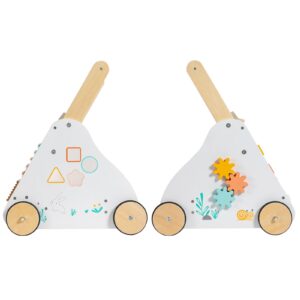 Twefex Wooden Baby Walker - Baby Push Walker with Music Box - Toddler Walker Push Toy with Adjustable Speed - Learning Activity Walker - Activity Center for Babies Boys and Girls