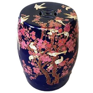 JENKEM Decorative Ceramic Garden Stool, Glazed Vintage Flower and Bird Hollow Changing Stool, Suitable for Living Room, Balcony, Garden, Etc. (Color : Gold)