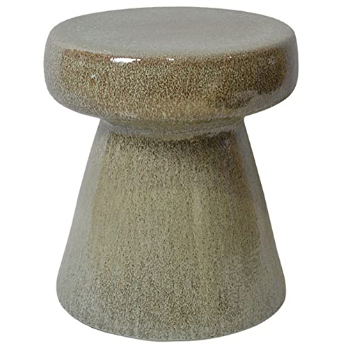 JENKEM Decorative Ceramic Garden Stool, Modern Simple Glazed Shoe Changing Stool, Suitable for Living Room, Balcony, Garden, Etc (Color : Kiln Green)