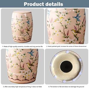 JENKEM Decorative Ceramic Garden Stool, Glazed Ceramic Drum Stool with Flowers and Birds, for Living Room, Balcony, Garden, Etc (Color : CTGD-7)