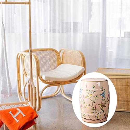 JENKEM Decorative Ceramic Garden Stool, Glazed Ceramic Drum Stool with Flowers and Birds, for Living Room, Balcony, Garden, Etc (Color : CTGD-7)