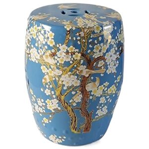 jenkem decorative ceramic garden stool, glazed vintage flower and bird hollow changing stool, suitable for living room, balcony, garden, etc. (color : fuchsia)